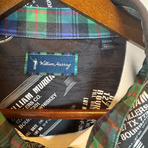 William Murray Men’s M Golf Polo Shirt Black Whiskey Print Stretch Performance - Picture 3 of 13